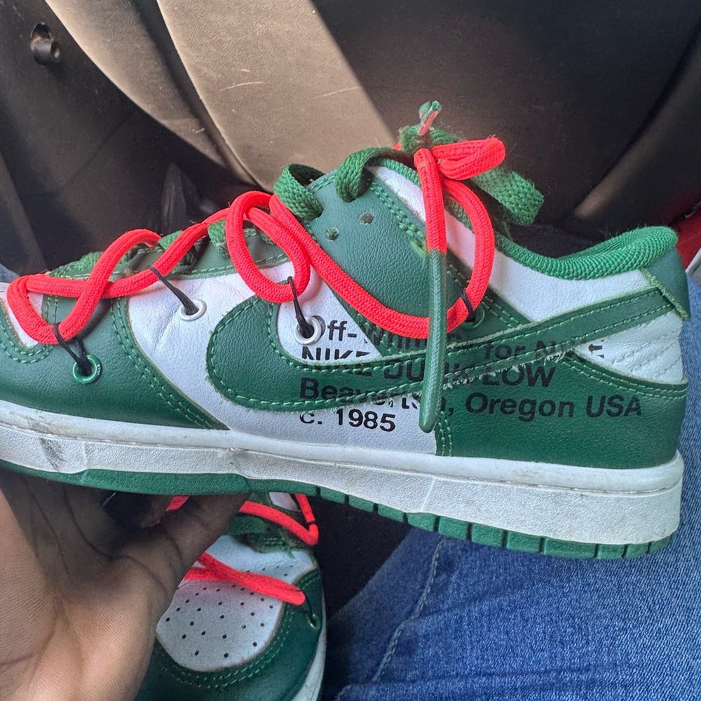 Nike Green and White Sneakers with Red Accents